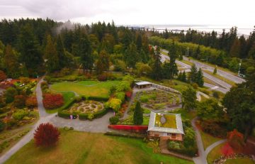 Ariel photo of UBC Botanical Garden food garden